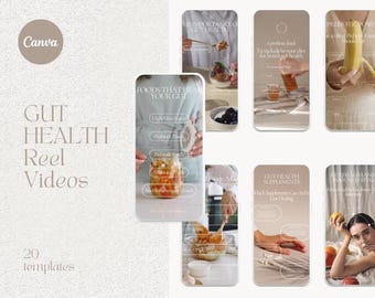 Gut Gesundheit Instagram Rollen | Canva Vorlagen für Ernährungscoaches (Digitaler Download)