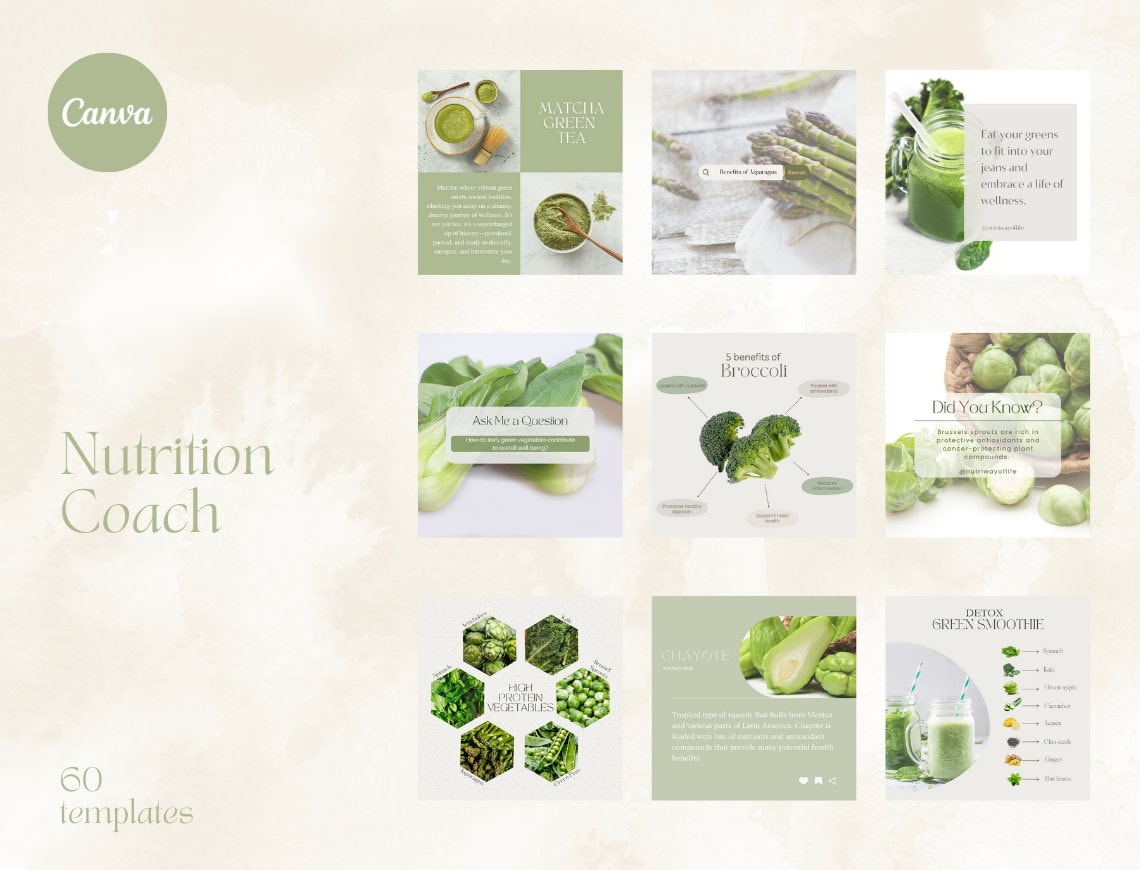 Nutrition Coach Instagram Post Templates | Canva Health & Wellness ...