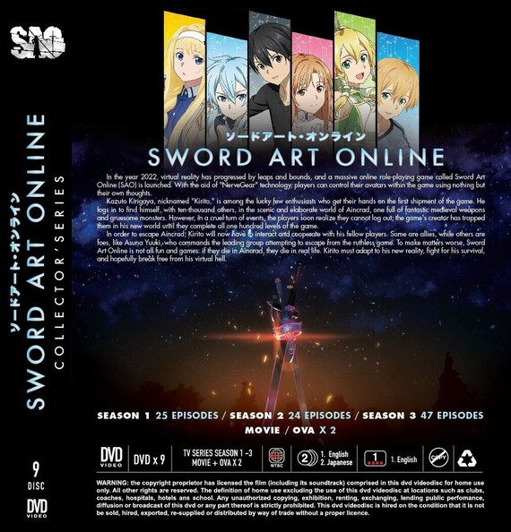 DVD Sword Art Online Alicization Seasons 1 3 vol 1 96 Movie 2 OVA English Dubbed Etsy