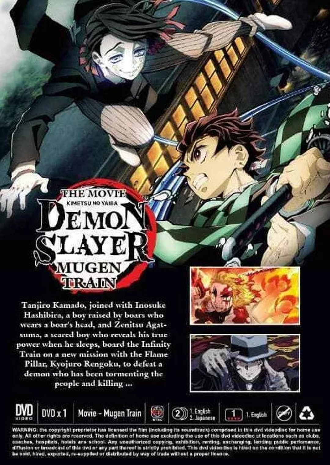DVD Demon Slayer Kimetsu No Yaiba the Movie Mugen Train English Version Etsy