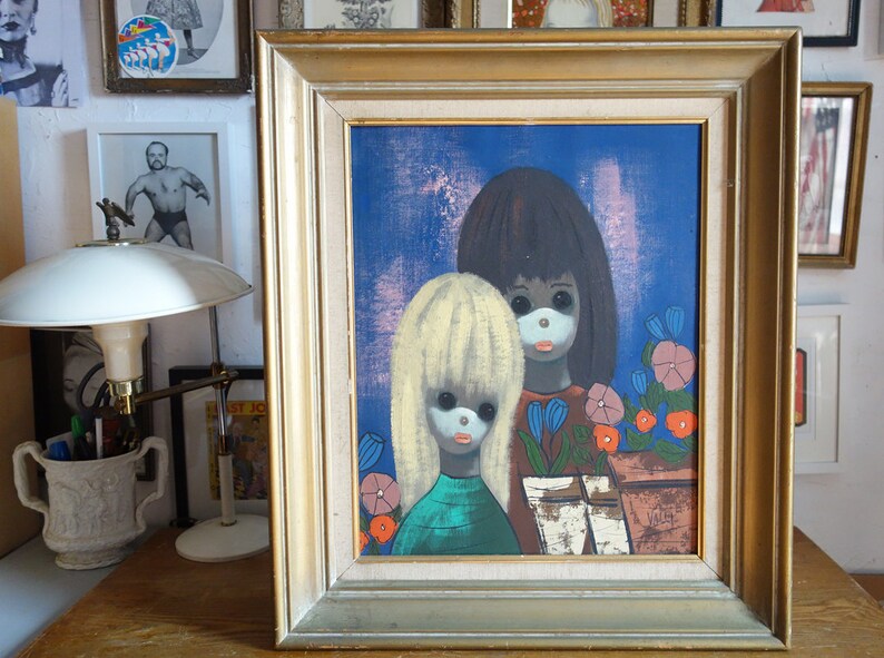 Original Keane Era Painting Big Eye Painting 23x27 Big Eyed Etsy