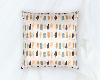 Mid Century Modern Retro Trees Poly Velvet Pillow