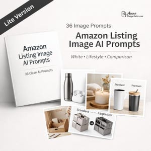Amazon Product Image AI Prompts Bundle | 36 Clean Prompts for White Background, Lifestyle & Comparison Images | AI Product Photography