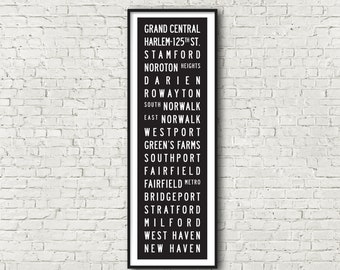 Metro North Grand Central to New Haven New York Connecticut Subway Art Print 11.75x36