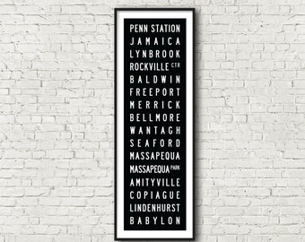 Babylon Line LIRR Long Island Railroad New York Subway Art Print 11.75x36