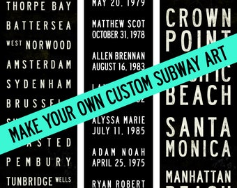 Create Your Own Custom Bus/Subway Scroll Typography Word Art Vintage/Modern Word Art - 11.75x36