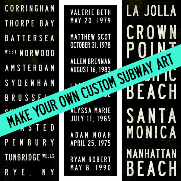 Create Your Own Custom Bus/Subway Scroll Typography Word Art Vintage/Modern Word Art - 11.75x36