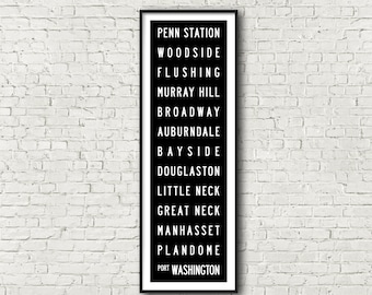 Port Washington Line LIRR Long Island Railroad New York Subway Art Print 11.75x36