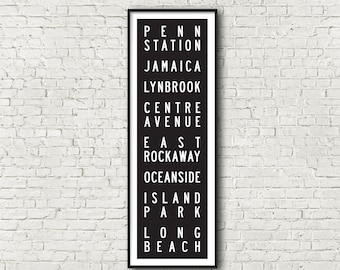 Long Beach Line LIRR Long Island Railroad New York Subway Art Print 11.75x36