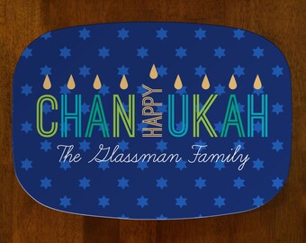 Personalized Custom Menorah Melamine Chanukah Hanukkah Latke Latka Platter/Tray/Plate