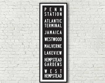 West Hempstead Line LIRR Long Island Railroad New York Subway Art Print 11.75x36