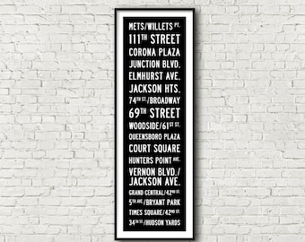 MTA 7 Line New York Subway Art Print 11.75x36