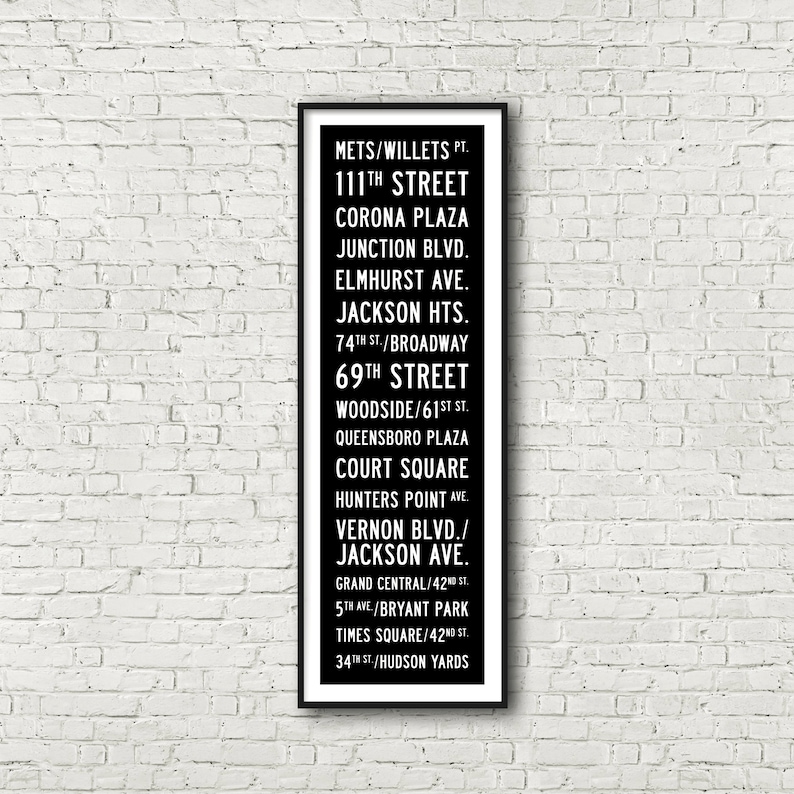 MTA 7 Line New York Subway Art Print 11.75x36 Etsy