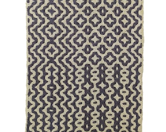 Handwoven Wall Hanging, deflected double weave wool, one of a kind artistic statement piece