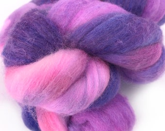 Merino Silk Handdyed Roving, Fiber for Handspinning, Felting, Light Purple, Pink, Lavender Blend