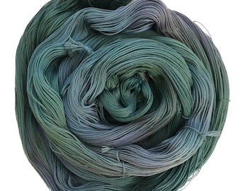 Handpainted Pre-Wound 16/4 RS Cotton Warp, "Stormcloud", Muted Steel, Green, Blue-Purples, 4 yards - 200 ends, warp for handweaving, 2 avail