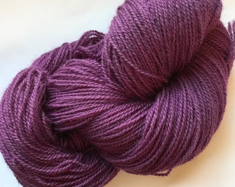 100% wool rug yarn, hand dyed, 480 yards, deep orchid, 1 skein available