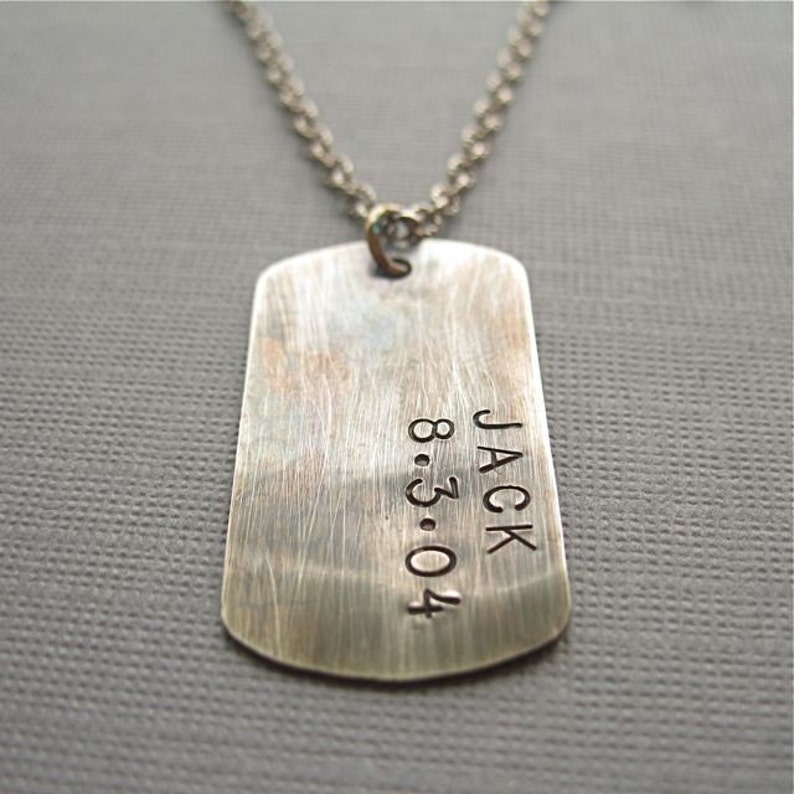 Mens Dog Tags Sterling Silver Custom Dog Tag Necklace Etsy
