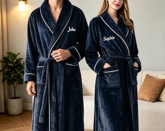 Custom Embroidered Monogram Plush Robe For Her - Bridal Party Getting Ready Bathrobe - Bridesmaid Proposal Gift - Spa Party Robe