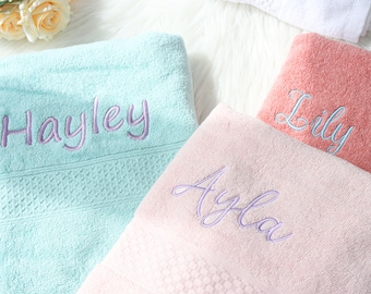 Custom embroidered bath towels, personalized bath towels with embroidered text/design, birthday and anniversary gifts，Bathroom decoration
