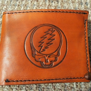 Cartera plegable de cabeza especial *Cuero curtido vegetal con herramientas *Teñido a mano de negro o marrón
