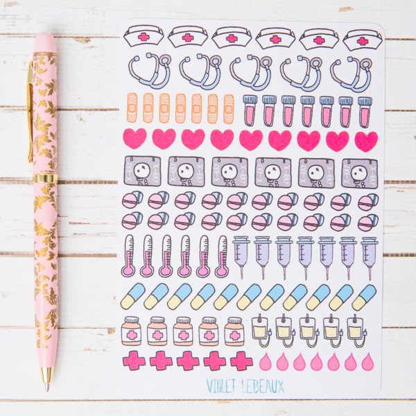 Cute Medical Appointments MATTE Sticker Sheet | For Kikki K, Erin Condren, FiloFax or other Journals and Planners