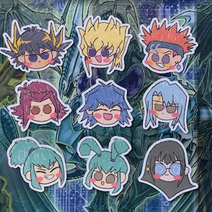 YGO 5Ds matte vinyl cute scribbly chibi die cut stickers