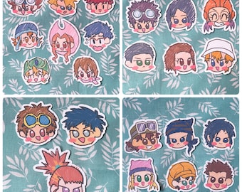 All Digidestined 1-4 Adventure, Adventure 02, Tamers, Frontier matte scribbly cute chibi stickers