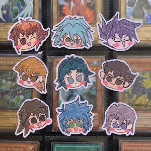 YGO GX matte vinyl cute scribbly chibi die cut stickers