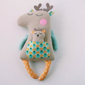 Deer sewing pattern Stuffed Animal PDF Woodland animals Plushie pattern Animal Doll PDF Deer pattern for babyes gift Christmas deer Easy PDF