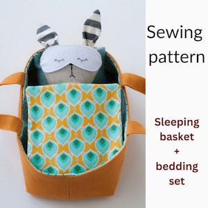 Schlafkorb für Puppen, Schnittmuster, PDF, Bettwäscheset, Spielset, Puppentragetasche, Puppenreisebett für Spielzeug, Bettwäsche-Tutorial, Bett für Puppe