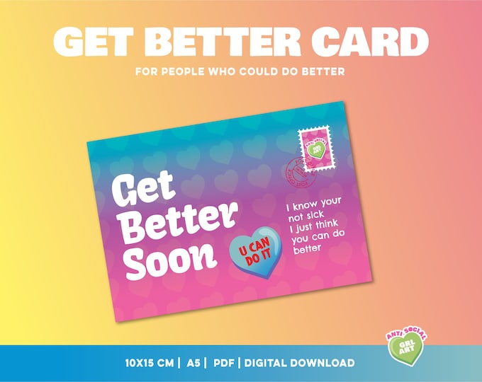 Featured listing image: Funny Get Better Soon Card