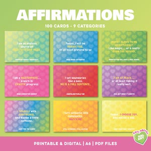 Tarjetas de afirmación atrevidas / 100 tarjetas digitales para la confianza y el éxito / PDF imprimible / Descarga instantánea en PDF A6
