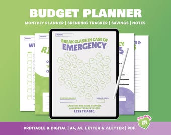 Ultimate Budget Planner: Monthly Tracker, Savings Goals, Printable Digital Download