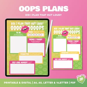Ups ¿Lo había planeado en voz alta? / Planificador diario divertido / Descarga instantánea / PDF imprimible / Formatos A4, A5, carta y media carta