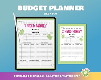 I Need Money, Not Boys Budget Planner Printable, Printable Digital Download