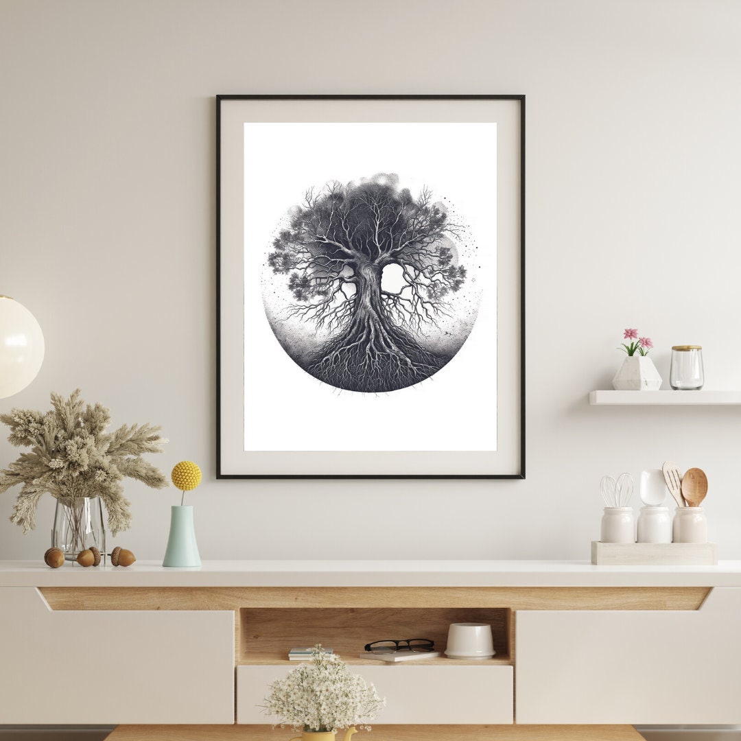 Tree: Know Your Roots. Stunning Line Drawing of a Tree and Tree: Know Your Roots. Stunning Line Drawing of a Tree and