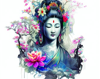 Quan Yin Wall Art. Guan Yin, Kwan Im, Kuan Yin. Goddess of Compassion. Downloadable wall art
