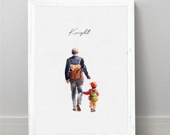 Father's Day Gift Custom Watercolor Painting from Photo, Hand drawn Painting Personalised Gift.