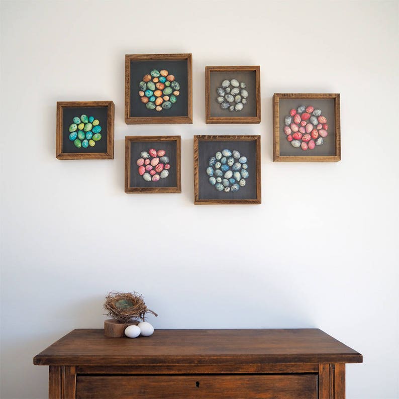 Blue speckled plaster egg framed wall art: handmade in Australia by Emily Engel image 5