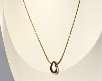 Gold Pendant Necklace | Simple Gold Chain, Gold Bean Pendant, Gift for Mom