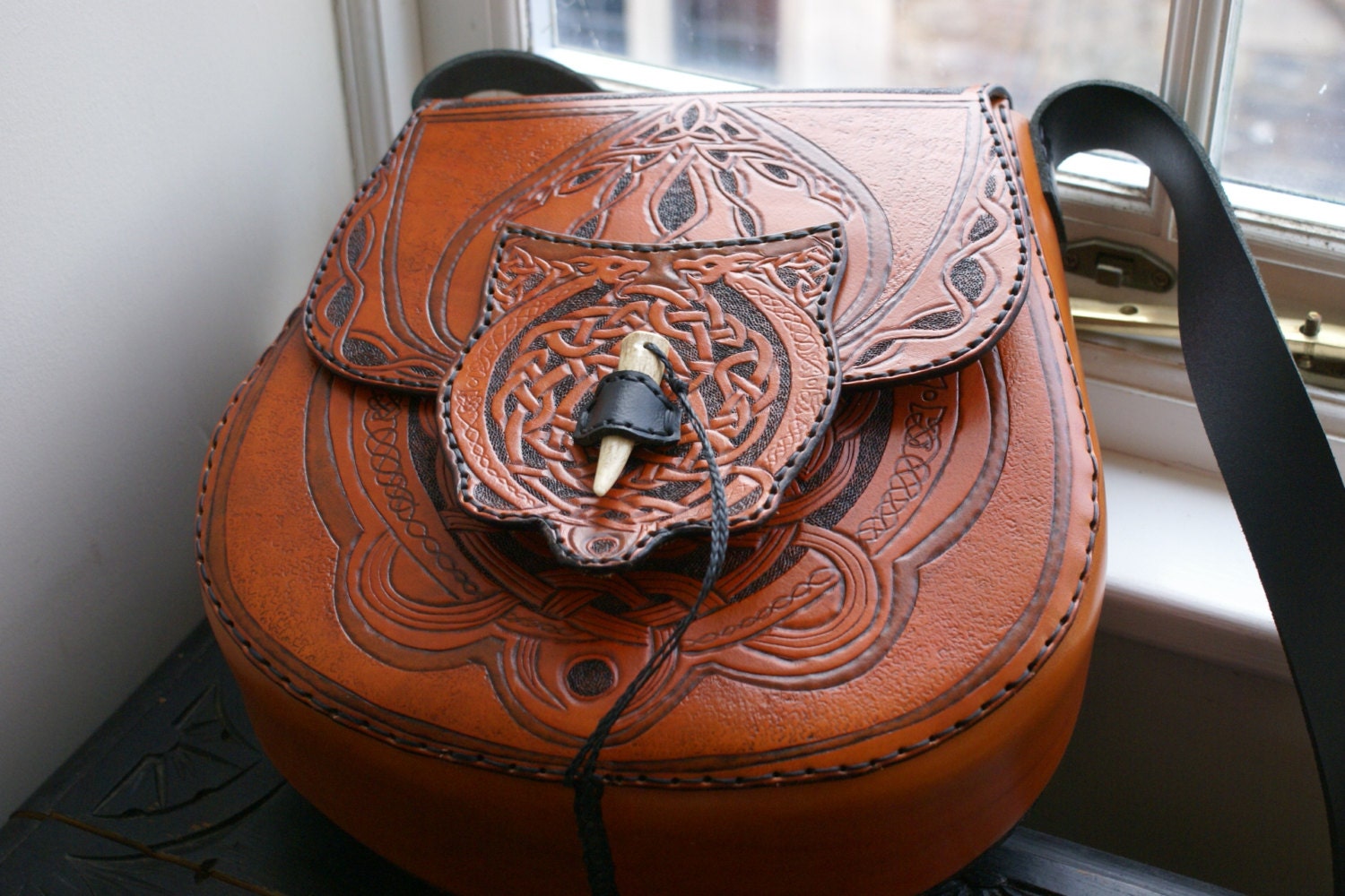 Leather Handbag-celtic Leather Handbag-tooled Leather - Etsy