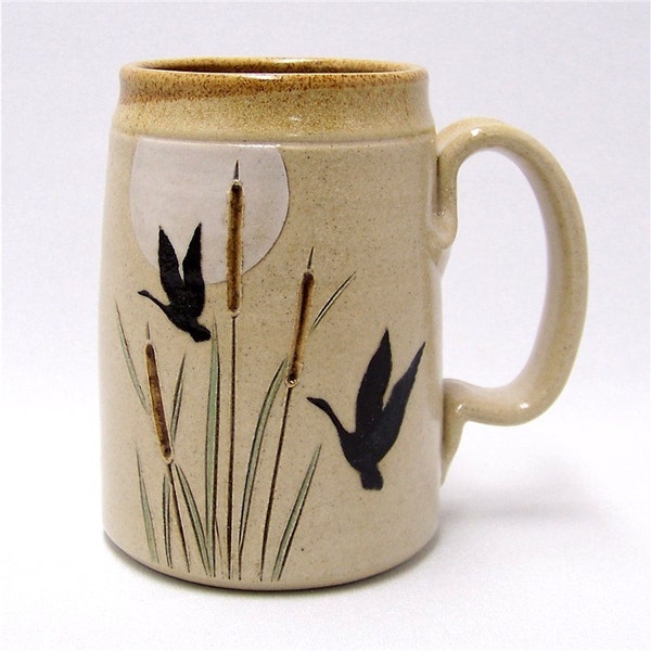 Goose and Cattails Pottery  Mega Mug Limited Series 52 (microwave safe)