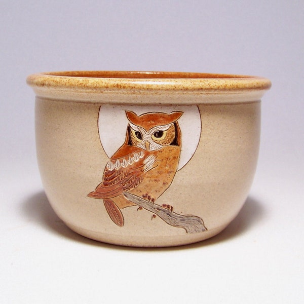 Owl and Moon 1 quart Pottery Serving Bowl Limited Series 116