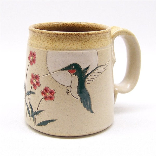 Hummingbird and Flowers Pottery Coffee  Mug Limited Series 95