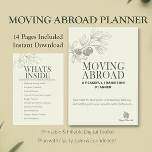 Moving Abroad Planner | 14-Page Printable and Fillable PDF | Pre-Move Checklist, Budget, Wellness Journal & More | Digital Download