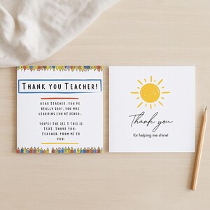 Danke Lehrer-Karten-Set - 2er Pack | Gedruckte 15 x 15 cm Karten mit Umschlägen | Geschenk für Kindergarten, Schule oder TA