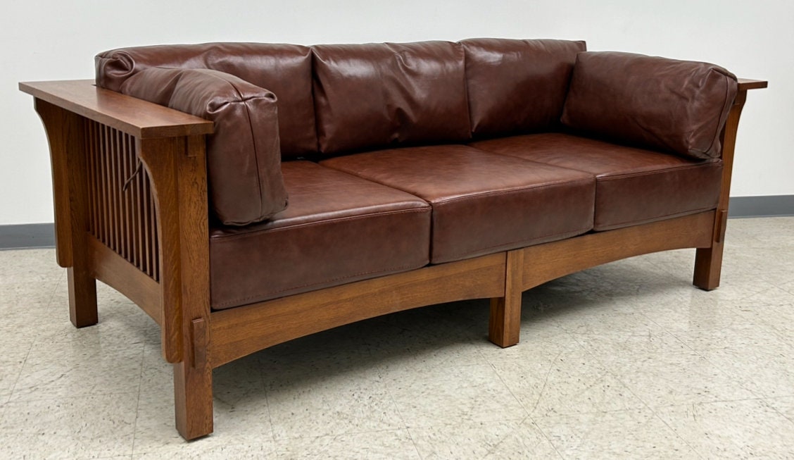 Mission Crofter Sofa - Solid Quarter Sawn Oak and Leather