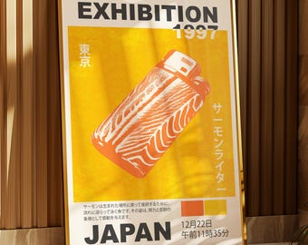 アート・デザイン・音楽 FOLKS tetsushi kobayashi Salmon Lighter Poster / Tokyo Art Print / Vintage Poster