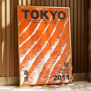 Pôster de salmão / Impressão artística de Tóquio / Pôster vintage / Pôster japonês / Pôster de parede de exposição / Download digital